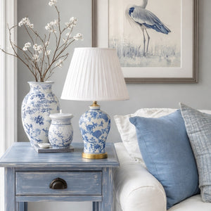 Blue Floral Ceramic Table Lamp