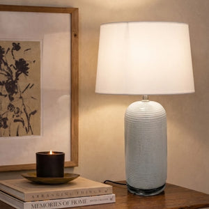 Tall Grey Cylinder Ceramic Table Lamp
