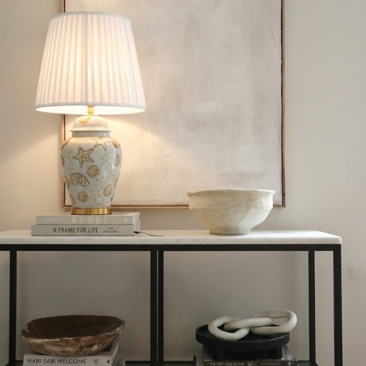 Coastal Shell Motif Ceramic Table Lamp