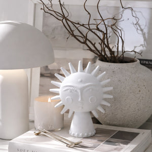 Sun Spirit Ceramic White Totem Sculpture