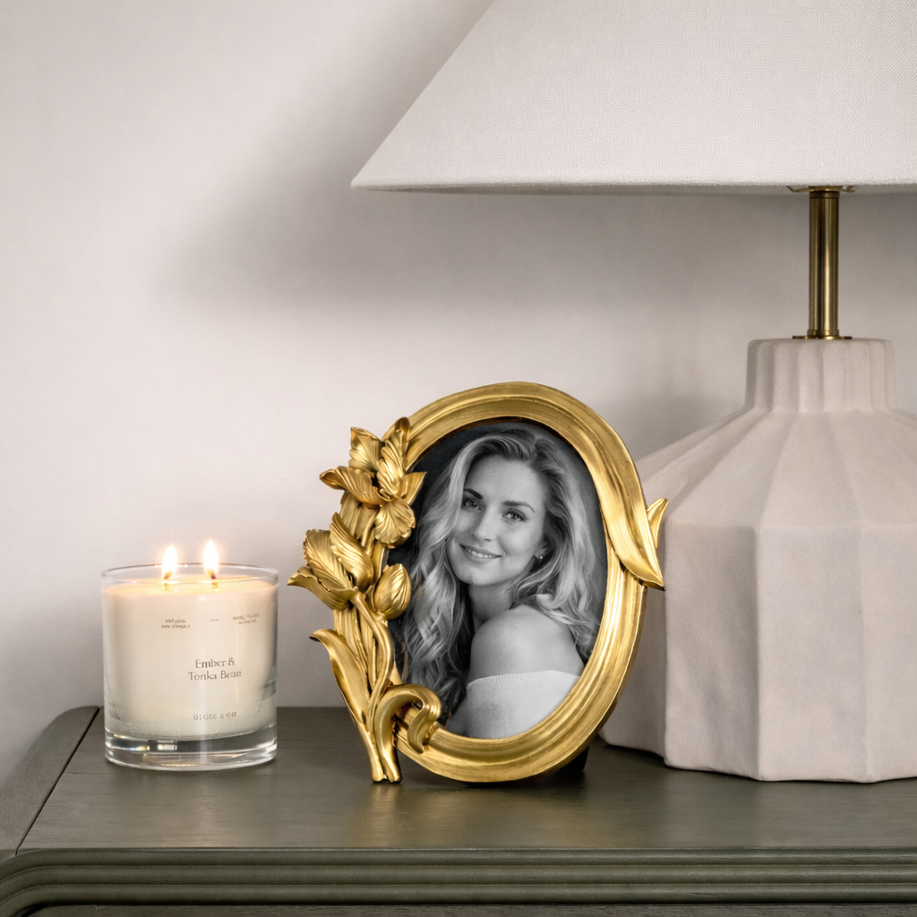 Tiffany Floral Detail Golden Photo Frame (5x7)