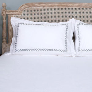 Cubes White Cotton Sateen Bed Sheet by Veda Homes