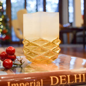 Pine Cone Ivory and Gold Candle Holder