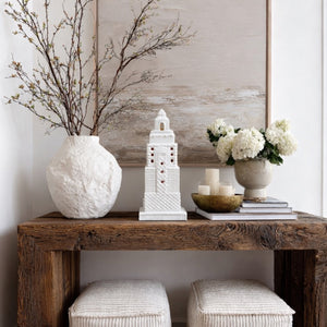 White Moroccan Tower Sculpture
