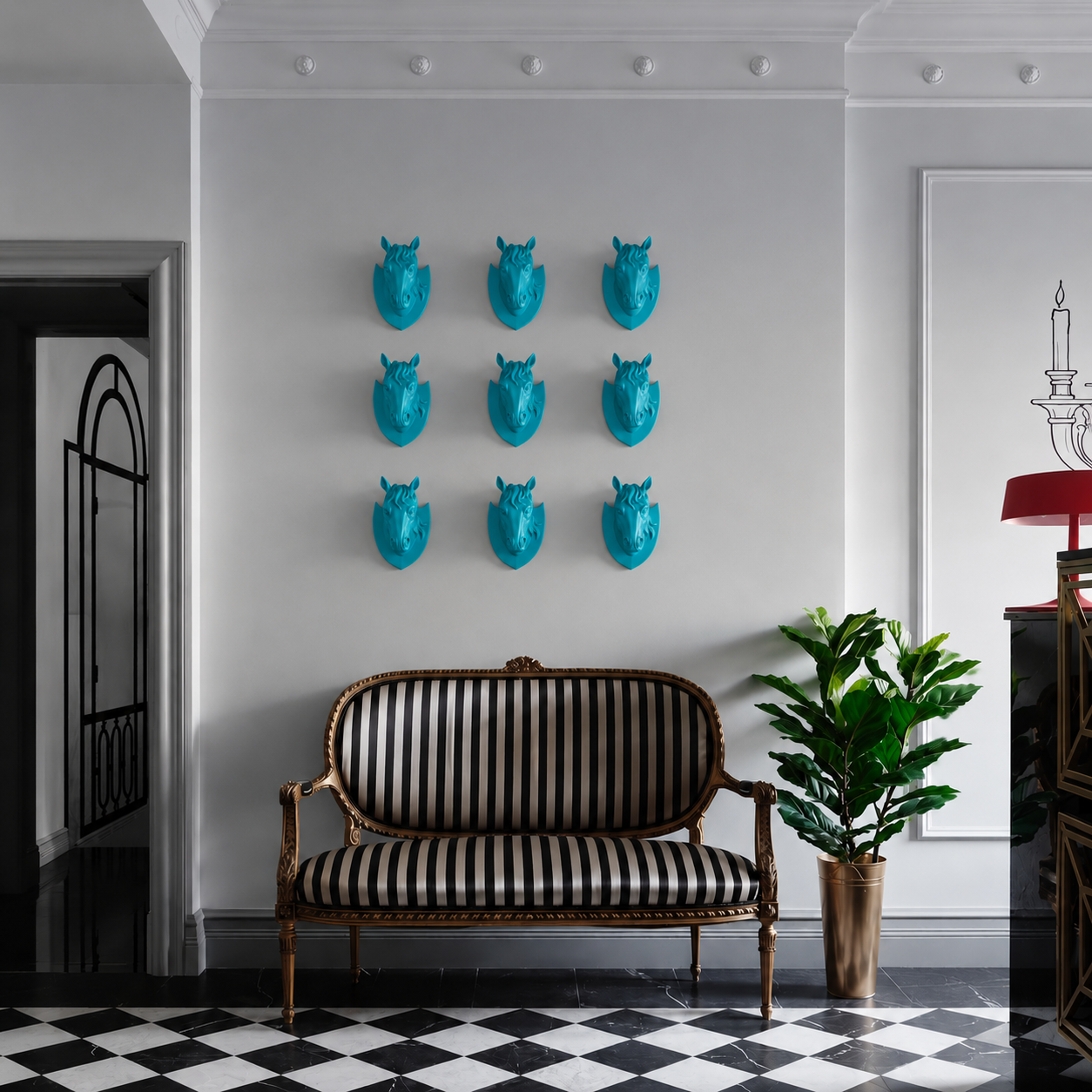 Aqua Horse Wall Head Sculpture