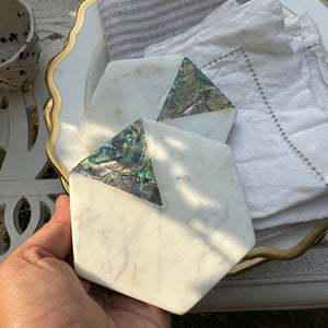 Stefano Marble Coasters with Abalone Shell Inlay (Set of 2)
