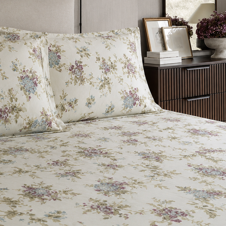 Kendra Cottage Wildflowers 300TC Cotton Bed Sheet
