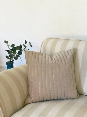 Eden Striped Oatmeal Oblong Cushion Cover by Sanctuary Living - Home Artisan