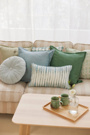 Ripple Blue Oblong Linen Cushion Cover by Sanctuary Living - Home Artisan