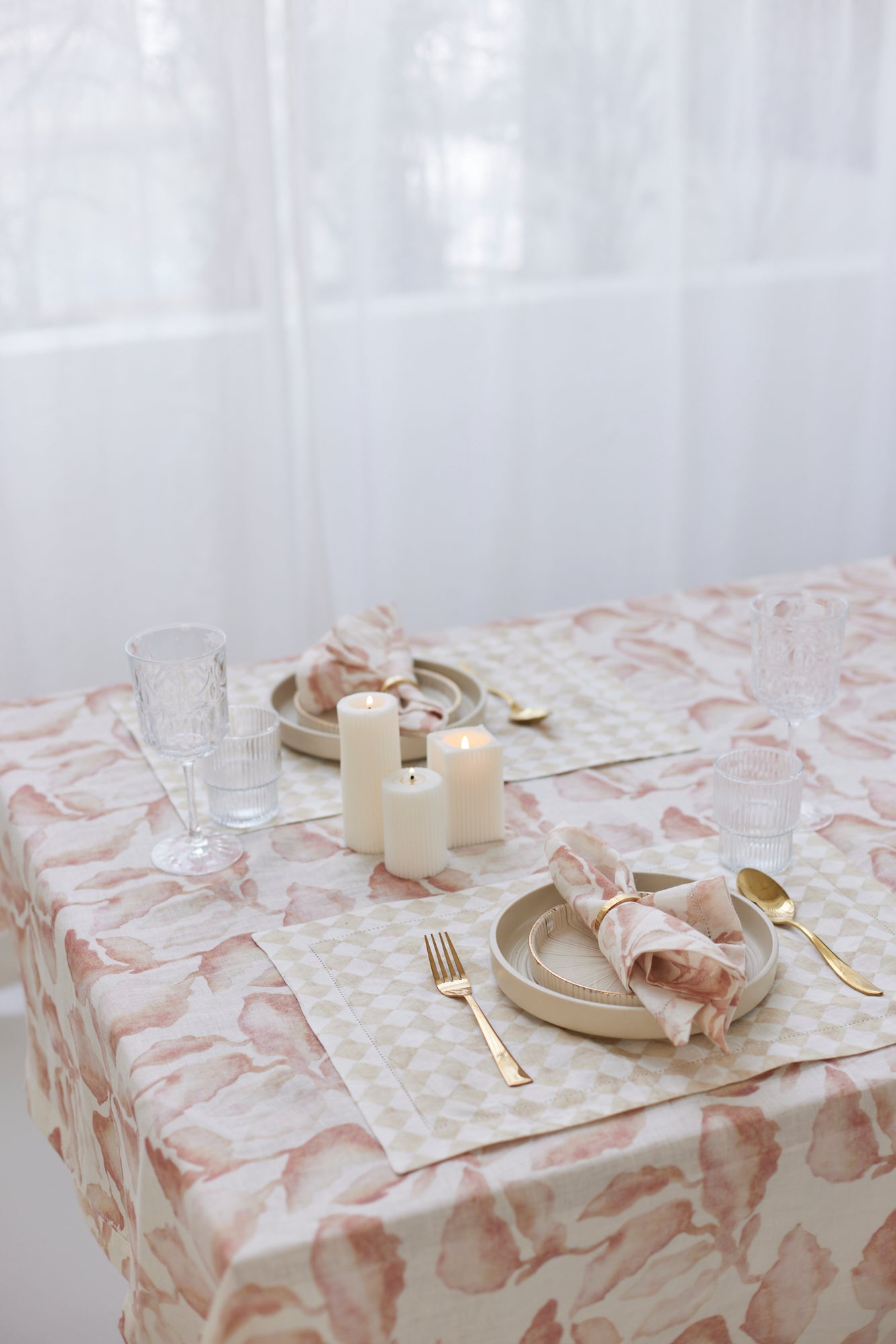 Checker Beige Table Mat (Set of 2) by Sanctuary Living - Home Artisan