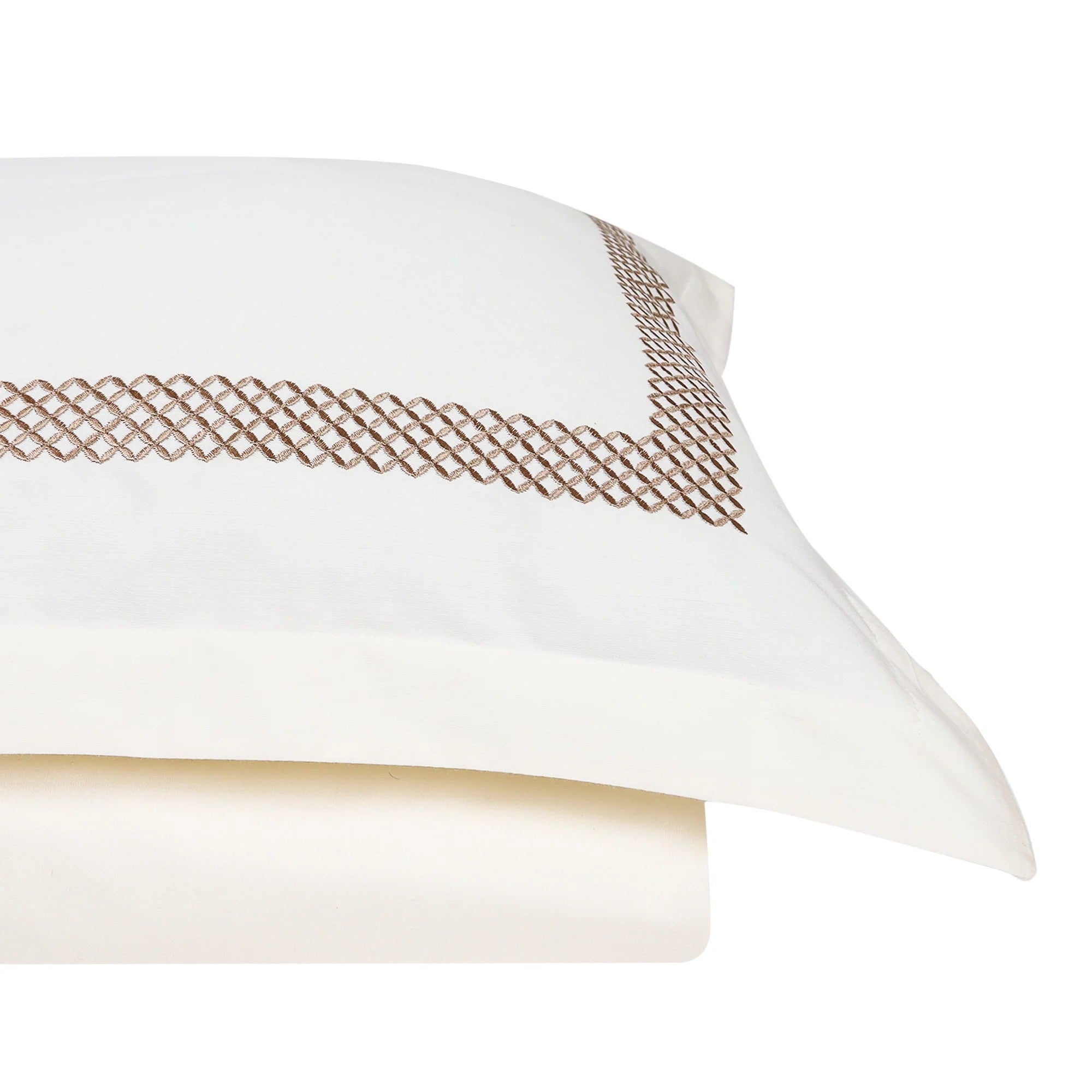 Waffle Cream Cotton Sateen Bed Sheet by Veda Homes
