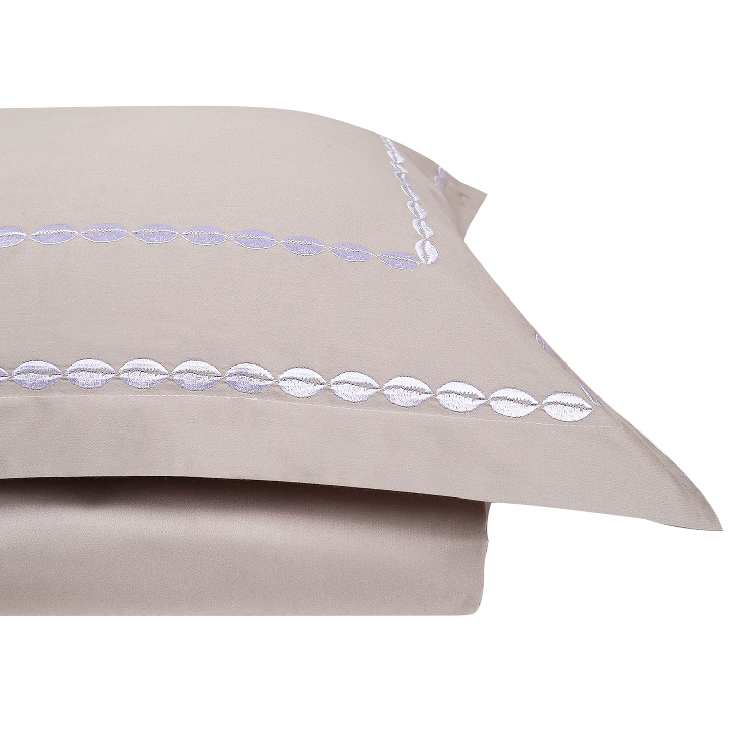Sea Shell Modern Grey Cotton Sateen Bed Sheet by Veda Homes - Home Artisan
