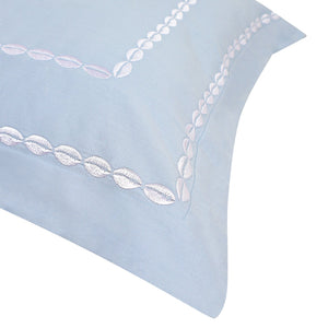 Sea Shell Powder Blue Cotton Sateen Bed Sheet by Veda Homes - Home Artisan
