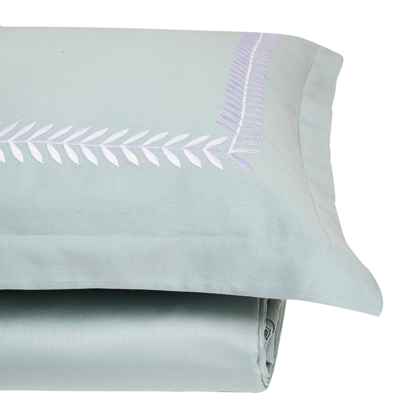 Spring Frosty Green Cotton Sateen Bed Sheet by Veda Homes - Home Artisan
