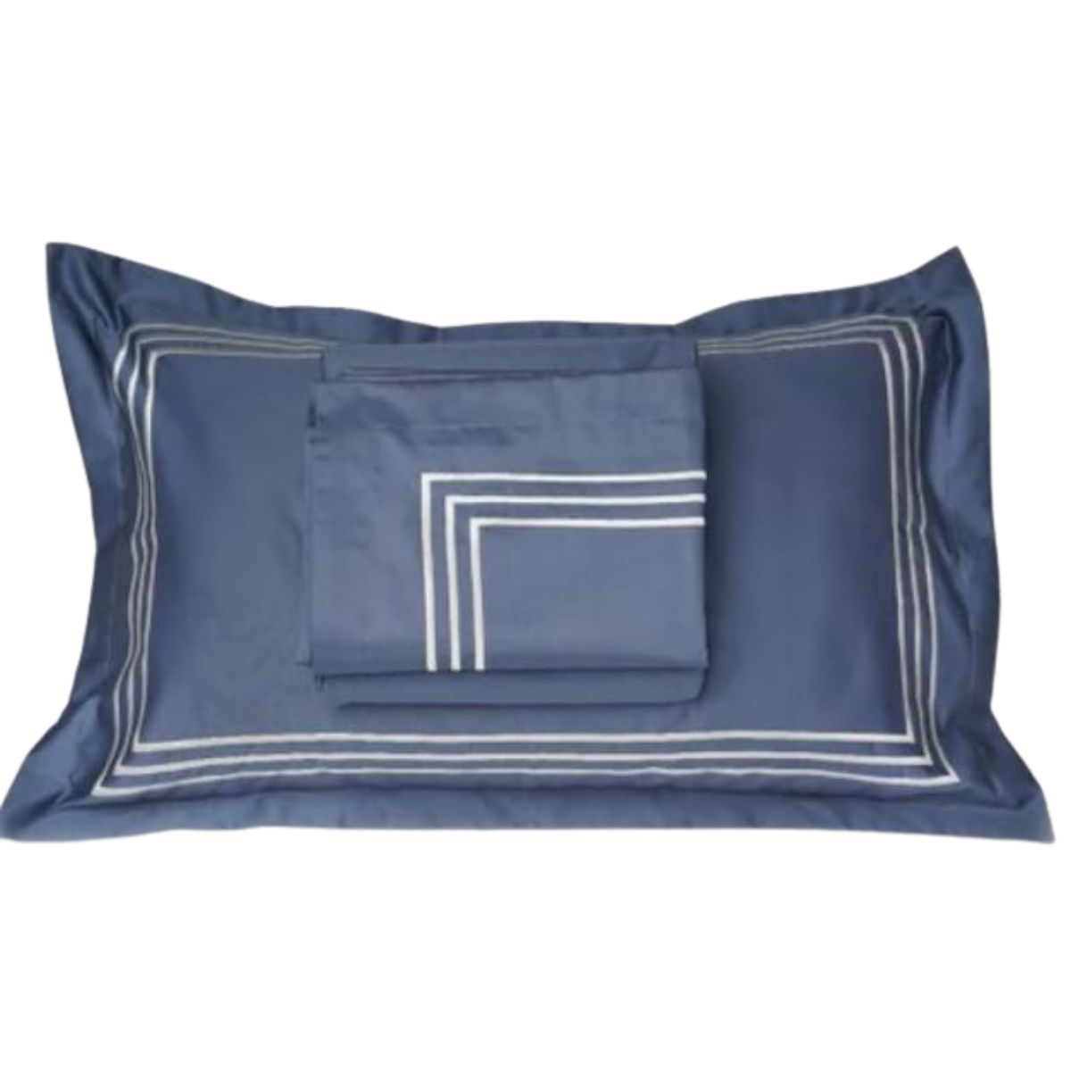 Parallel Moonlight Blue Cotton Sateen Bed Sheet by Veda Homes - Home Artisan