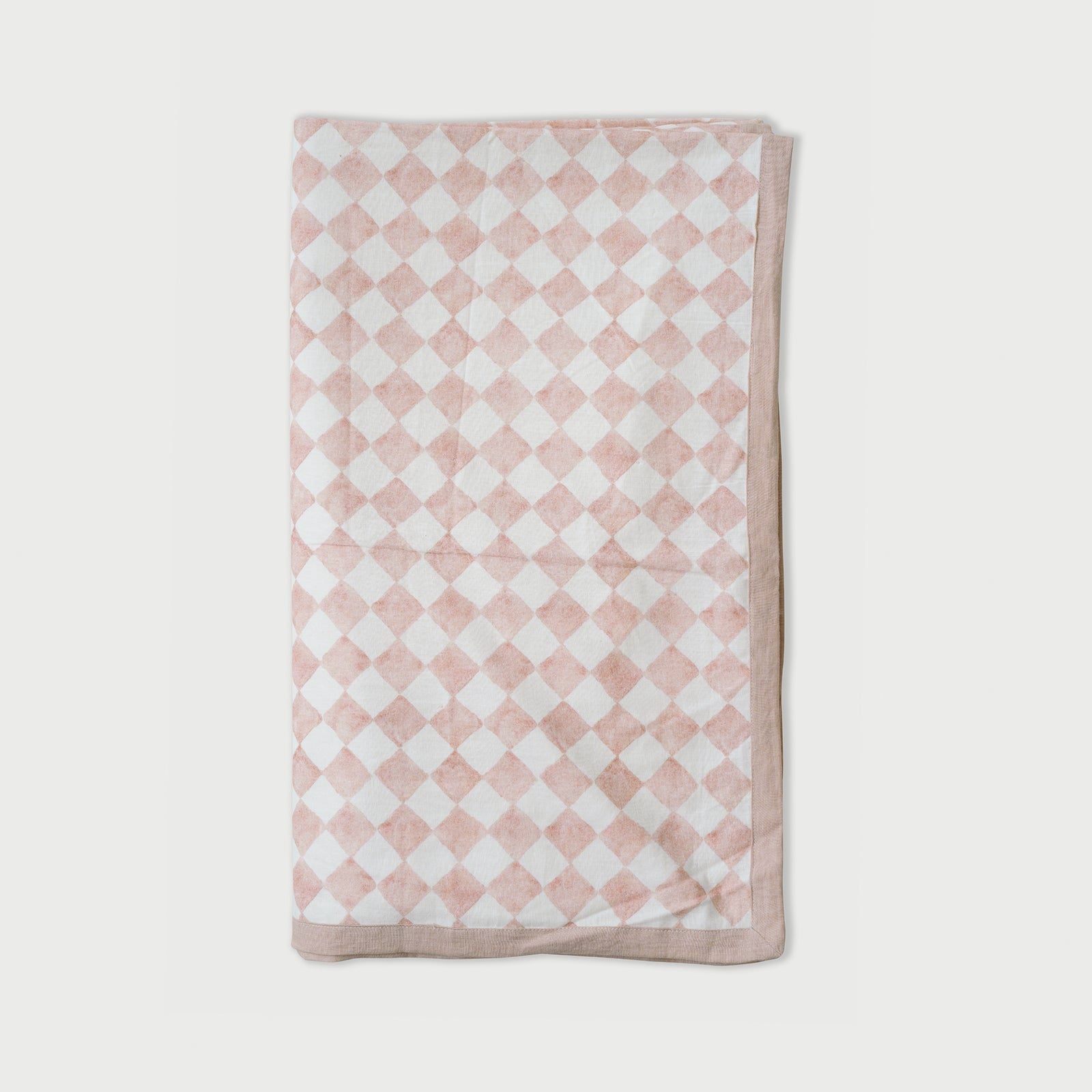 Checker Blush Linen Bedspread by Sanctuary Living - Home Artisan