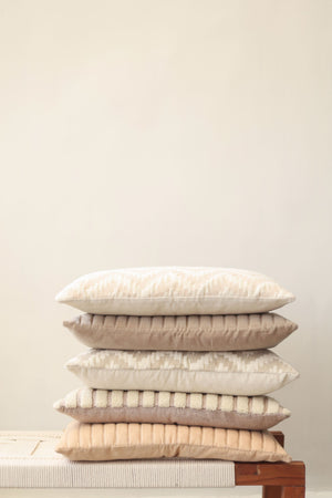 Eden Striped Oatmeal Oblong Cushion Cover by Sanctuary Living - Home Artisan