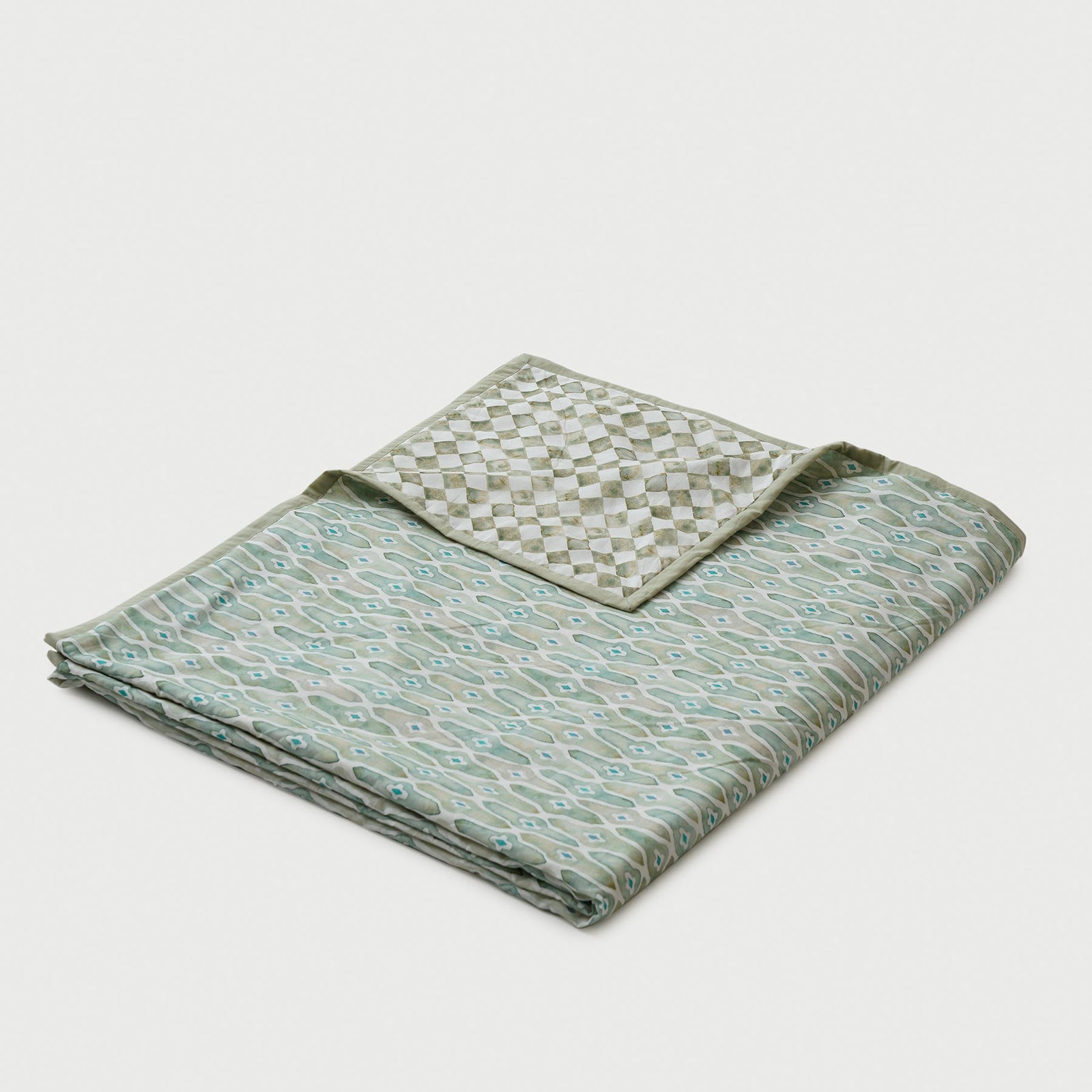 Checker Mosaic Green Dohar by Sanctuary Living - Home Artisan