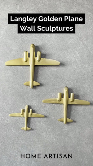 Langley Golden Plane Wall Sculpture