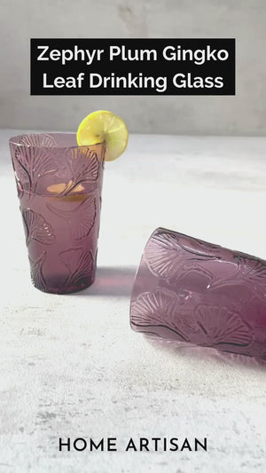 Zephyr Plum Gingko Leaf Drinking Glass (Set of 2)