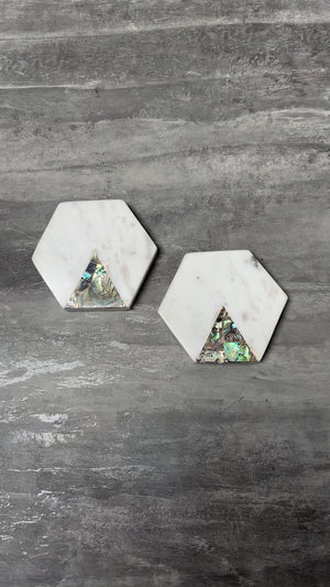 Stefano Marble Coasters with Abalone Shell Inlay (Set of 2)