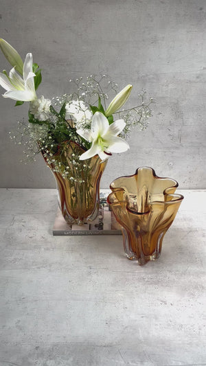 Cadyn Amber Opulent Glass Vase (Small)