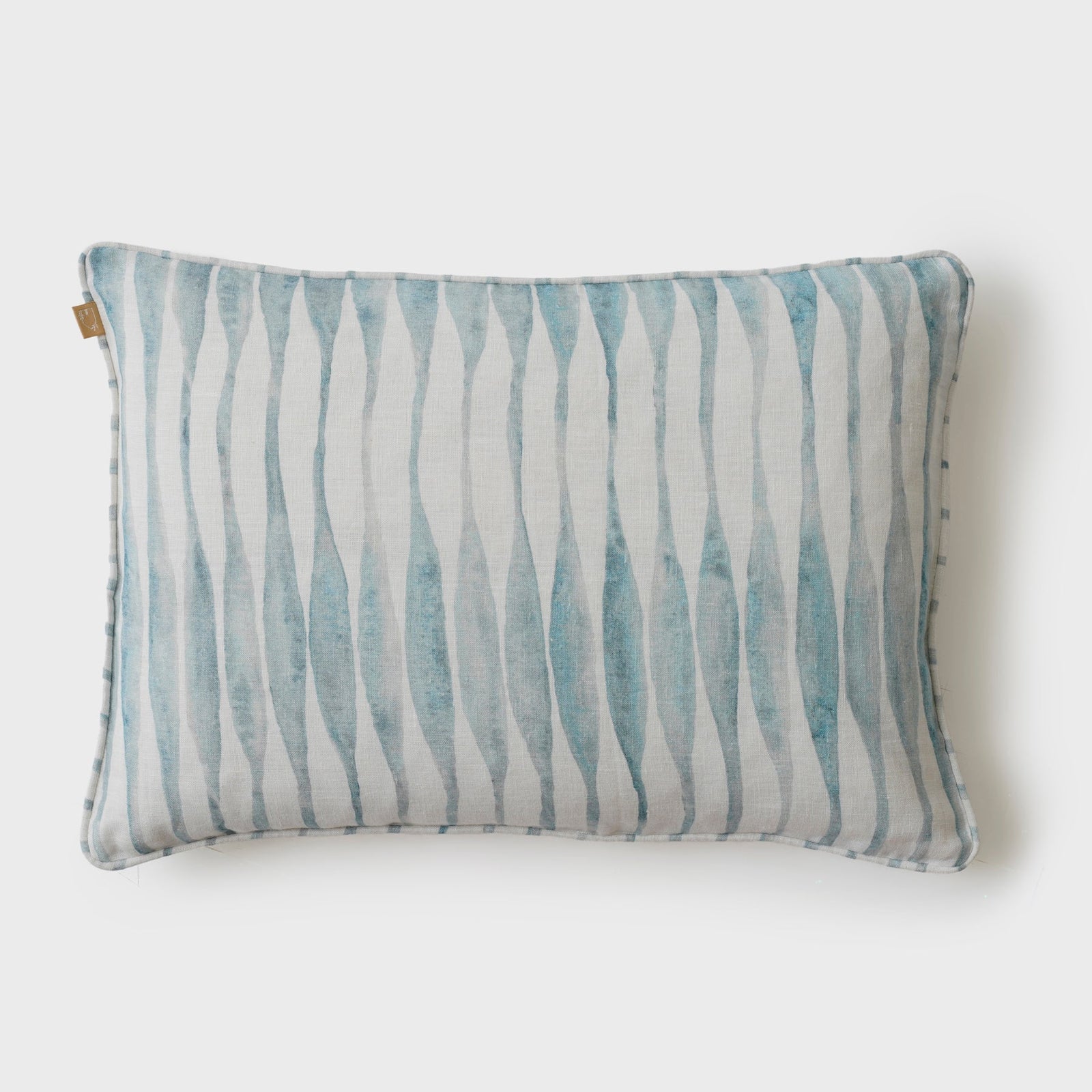 Ripple Blue Oblong Linen Cushion Cover by Sanctuary Living - Home Artisan