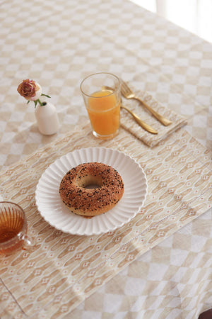 Checker Beige Table Cover (4 seater) by Sanctuary Living - Home Artisan