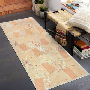Sandy Brown Hand Tufted Carpet (4.5 x 2.25) By Qaaleen - Home Artisan