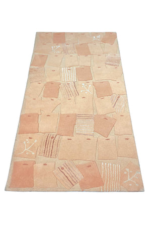 Sandy Brown Hand Tufted Carpet (4.5x2.25) By Qaaleen