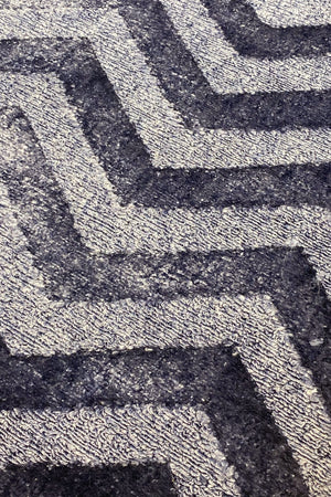The Indigo Chevron Hand Loom Carpet (4x6) By Qaaleen - Home Artisan