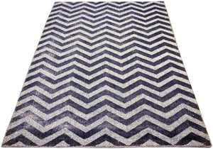 The Indigo Chevron Hand Loom Carpet (4x6) By Qaaleen - Home Artisan