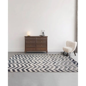 The Indigo Chevron Hand Loom Carpet (4x6) By Qaaleen - Home Artisan