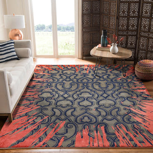 Red Burst (Style 2) Hand Tufted Carpet (8x10) By Qaaleen