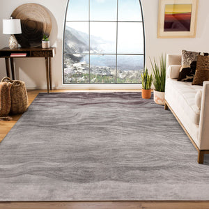 Metallic Waves Hand Tufted Carpet (8 x 5) By Qaaleen - Home Artisan