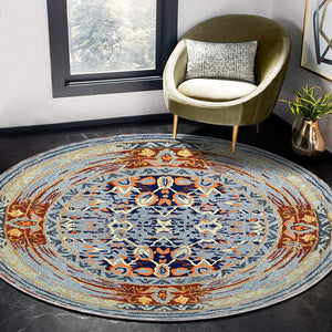 Blue Plater Hand Tufted Carpet (5.25 x 5.25) By Qaaleen - Home Artisan