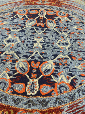 Blue Plater Hand Tufted Carpet (5.25x5.25) By Qaaleen