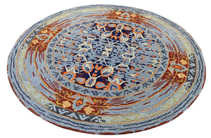 Blue Plater Hand Tufted Carpet (5.25x5.25) By Qaaleen