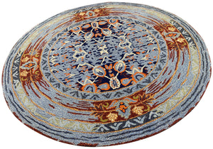 Blue Plater Hand Tufted Carpet (5.25x5.25) By Qaaleen