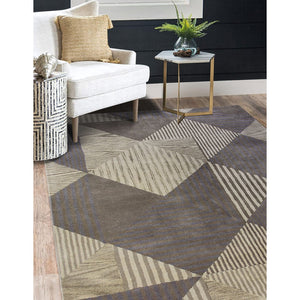 Grey Blocks Hand Tufted Carpet (7.25 x 5) By Qaaleen - Home Artisan