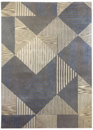 Grey Blocks Hand Tufted Carpet (7.25x5) By Qaaleen