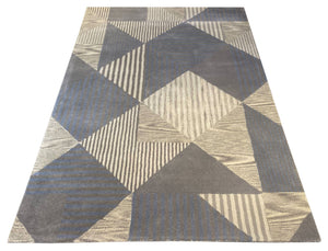 Grey Blocks Hand Tufted Carpet (7.25x5) By Qaaleen