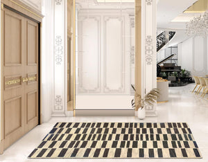 Brown Blocks Hand Tufted Carpet (8 x 4.25) By Qaaleen - Home Artisan