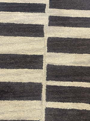 Brown Blocks Hand Tufted Carpet (8x4.25) By Qaaleen