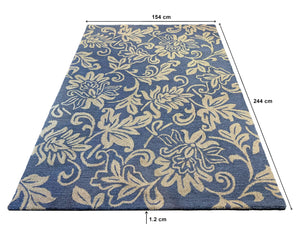 Floral Frame Hand Tufted Carpet (8x5) By Qaaleen