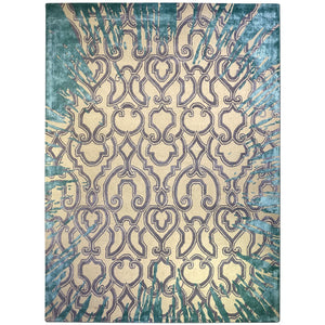 Blue Splash Hand Tufted Carpet (8x10) By Qaaleen - Home Artisan