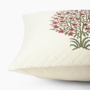 Cerise Block Printed Cushion Cover by Houmn