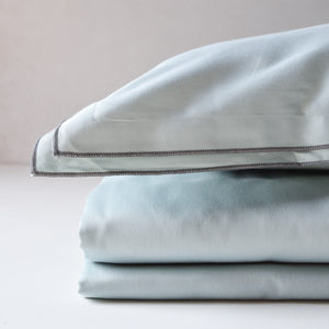 Waves Frosty Green Cotton Sateen Bed Sheet by Veda Homes