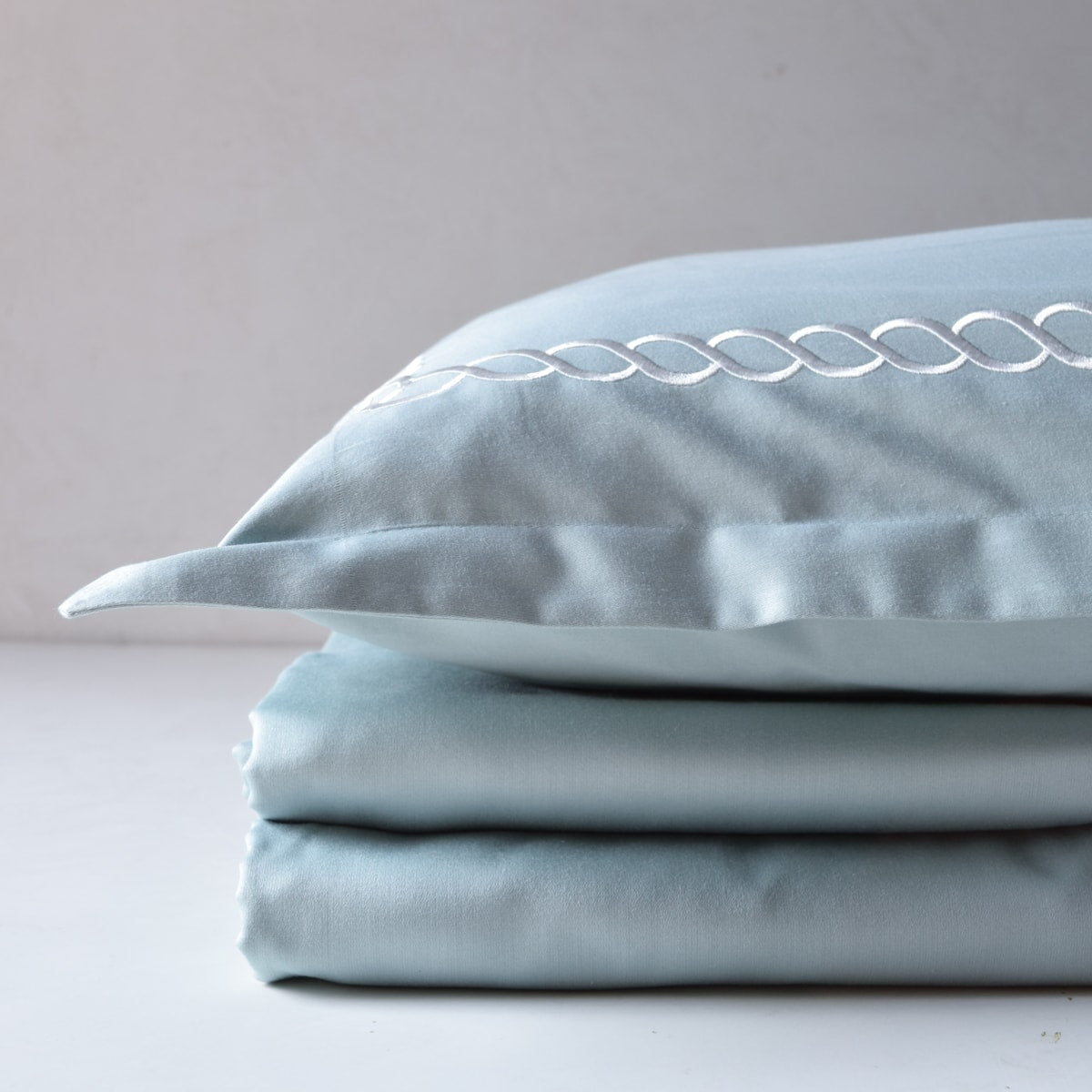 Petals Frosty Green Cotton Sateen Bed Sheet by Veda Homes