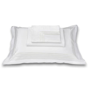 Parallel White Cotton Sateen Bed Sheet by Veda Homes - Home Artisan